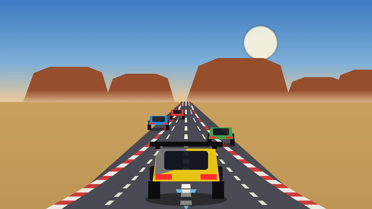 瀏覽器賽車:沙漠峽谷公路上的賽車遊戲畫面